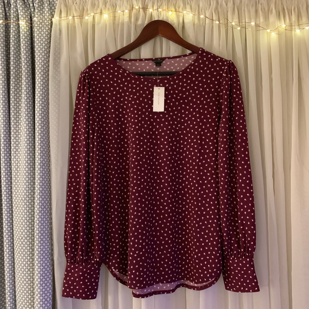 NWT Ann Taylor Red Spade Blouse